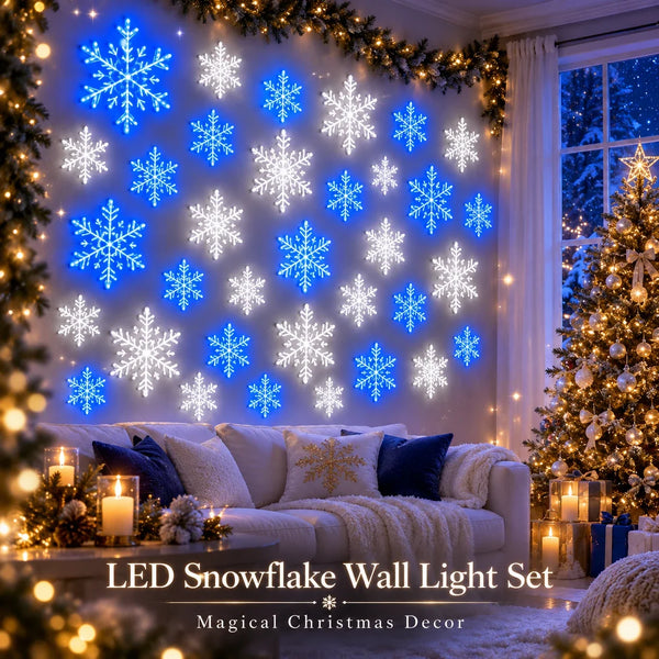 ❄️ 12PCS LED Snowflake Wall Lights – Peel & Stick Winter Wonderland Christmas Decor🎄