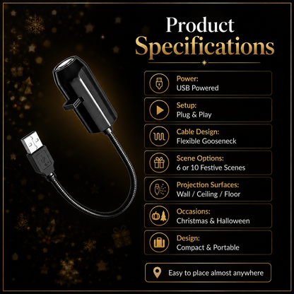 Plug-&-Play HD Christmas Projector
