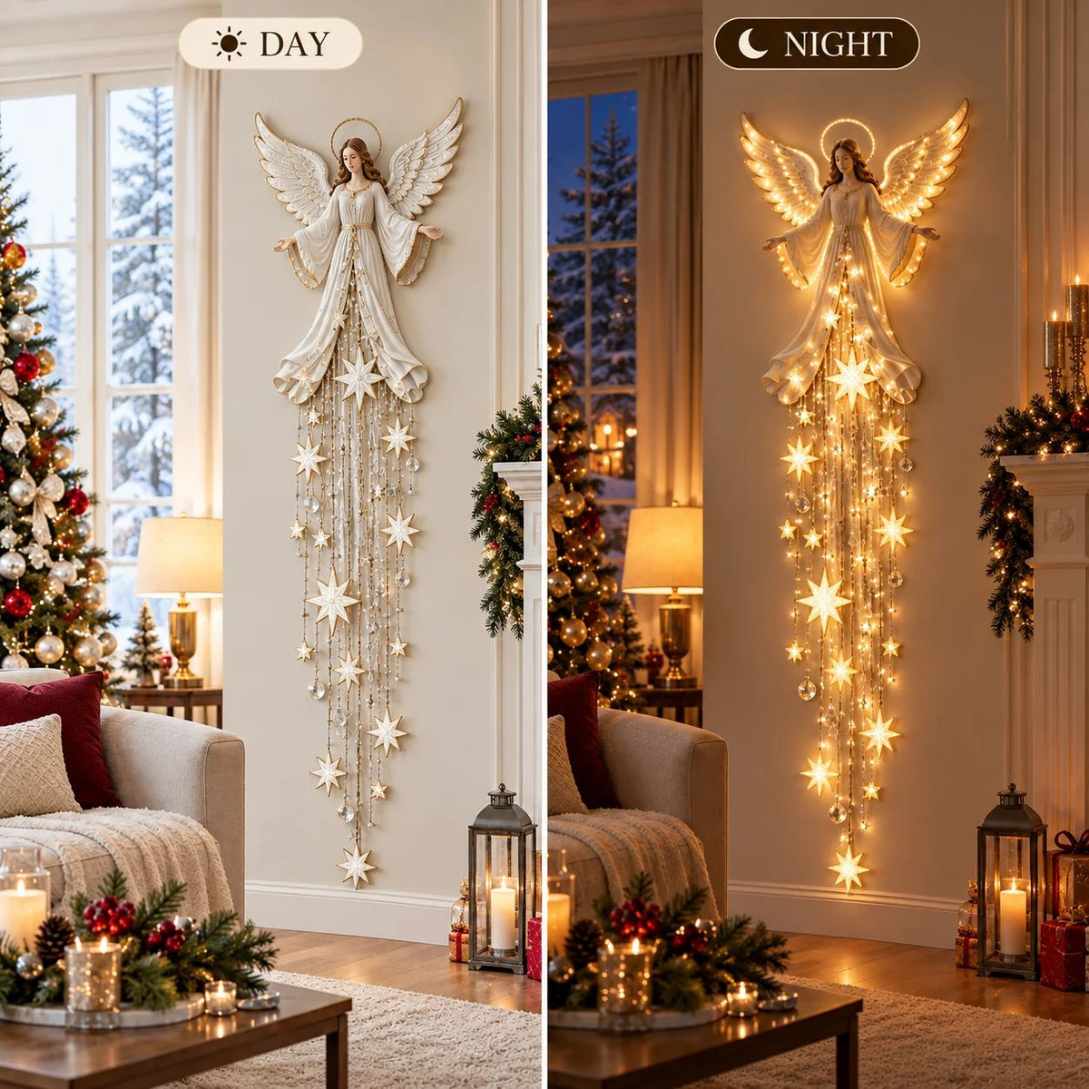🔥Christmas Early Bird Special 69% OFF✨ Angel Blessing Starfall Wall Light – Heavenly Christmas Wall Decor