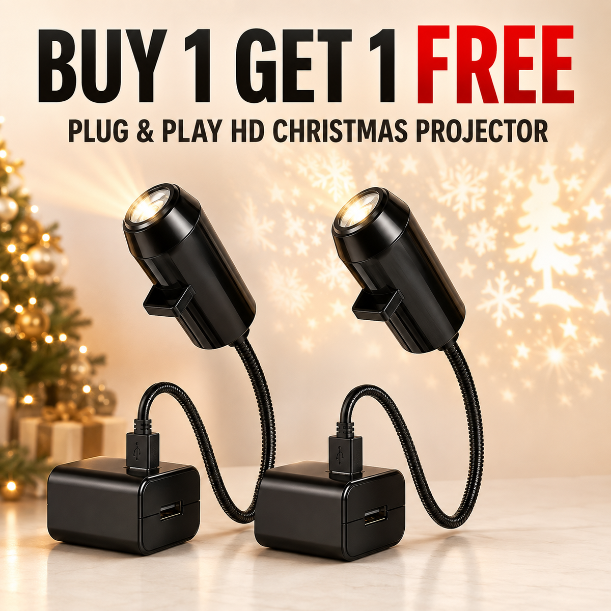 Plug-&-Play HD Christmas Projector